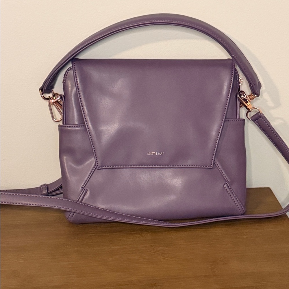 Matt & Nat Purple Vegan Leather Satchel with Gold Hardware